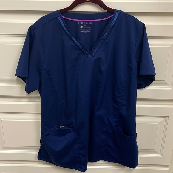 Healing Hands blue scrub top, size XL - Picture 1 of 3